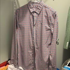 Vineyard Vines Performance Boys Large Checkered Shirt - Red and Blue
